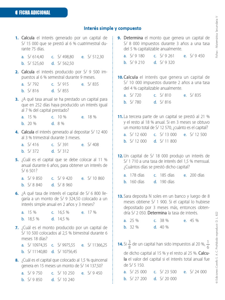 Ejercicios de Interés Simple y Compuesto | PDF