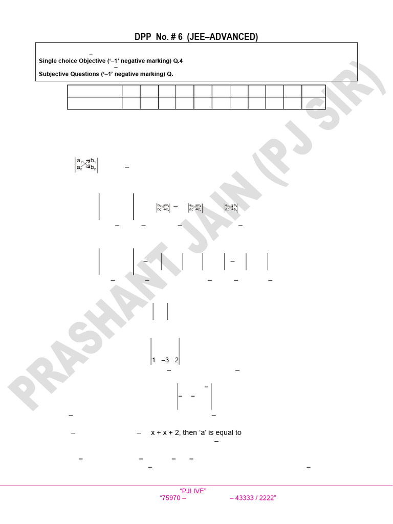 DPP 6 | PDF | Determinant | Numbers