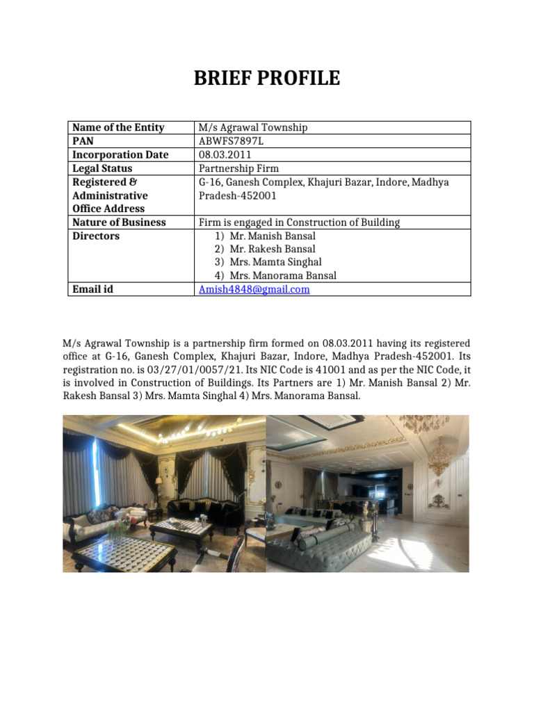 Agrawal Township Partnership Profile | PDF