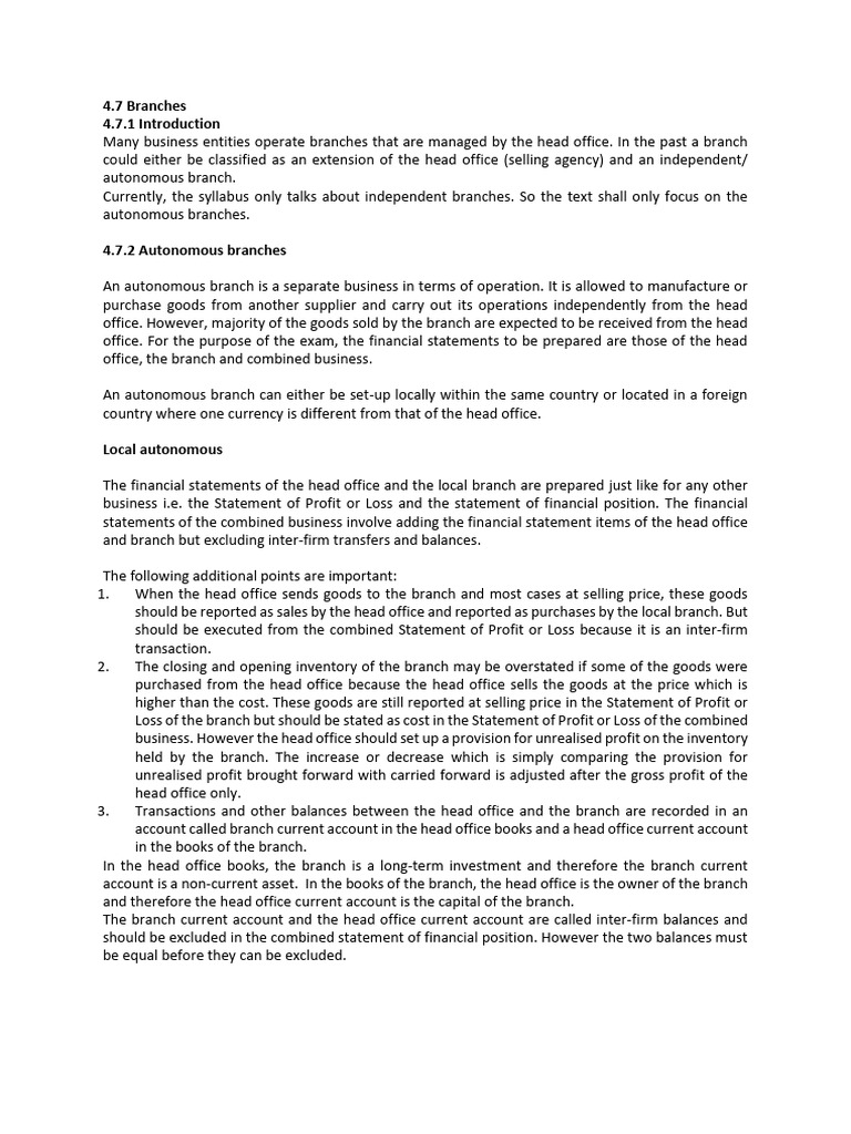 Branch Accounts | PDF | Debits And Credits | Economies
