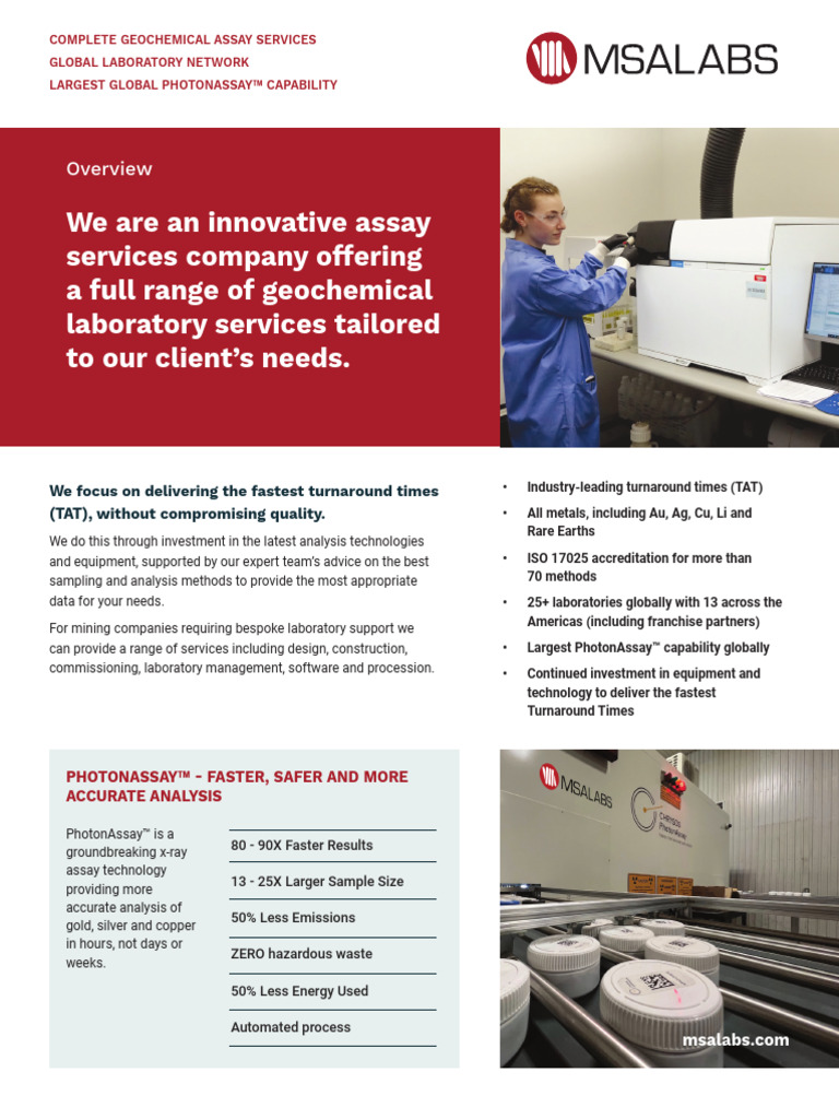 MSALABS Overview Nov 24 | PDF | Metallurgical Assay | Metals