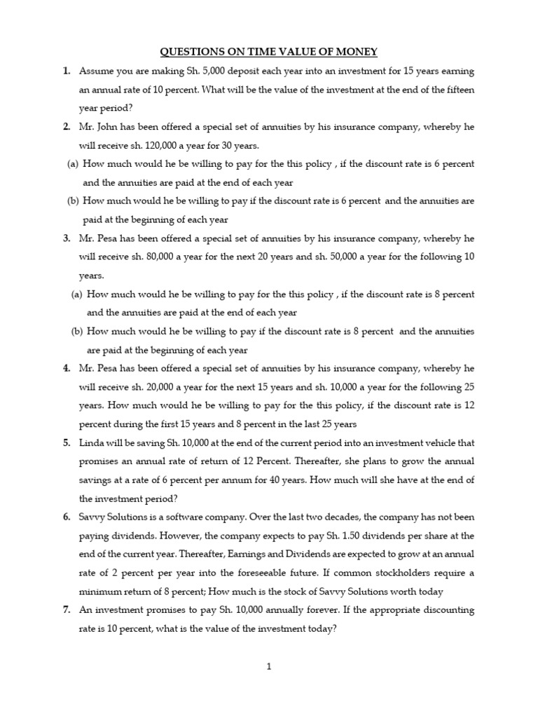 BCM4401 - Time Value of Money Questions | PDF | Time Value Of Money ...