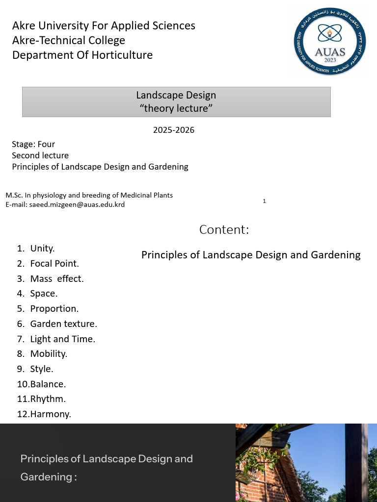 Principles of Landscape Design Guide | PDF | Gardens | Landscape