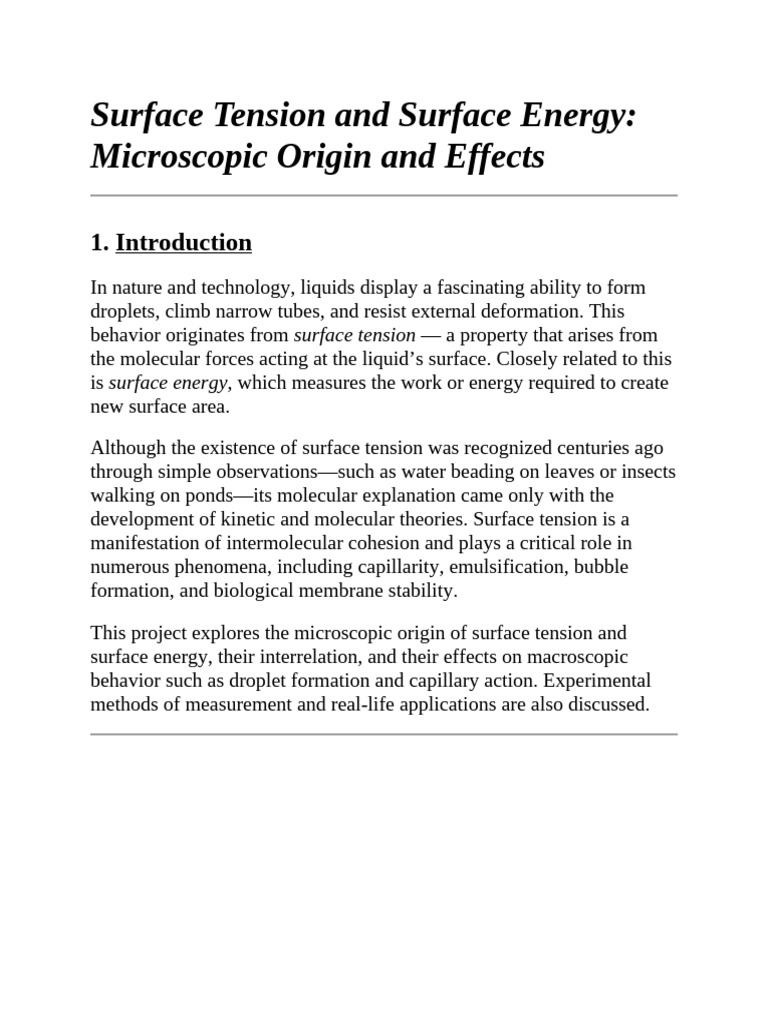 Understanding Surface Tension and Energy | PDF | Surface Tension | Liquids