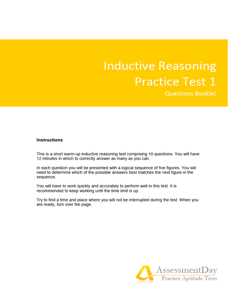Inductive Reasoning Practice Test 1 | PDF