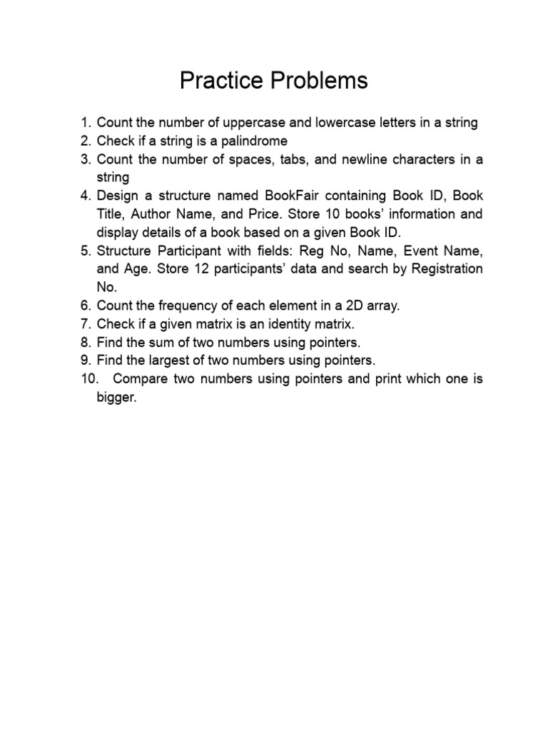 Practice Problems for Finals | PDF