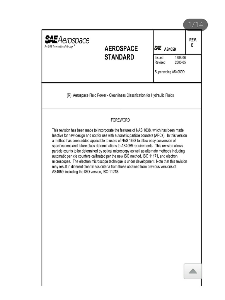 SAE-As 4059 Rev.E Aerospace Fluid Power - Cleanliness Classification ...