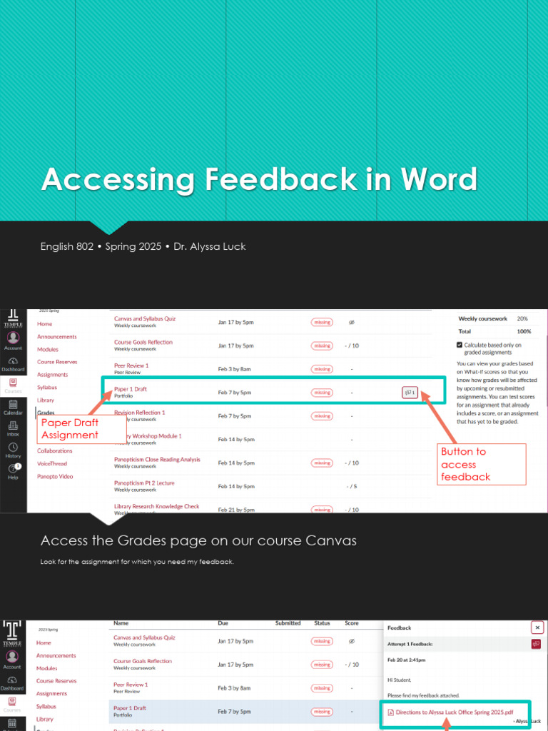 Accessing Feedback in Word | PDF
