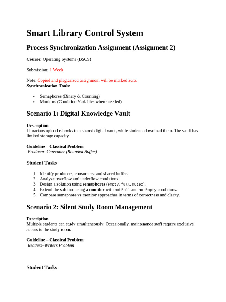 Smart Library Control System_ Assignment 2 | PDF | Concurrency ...
