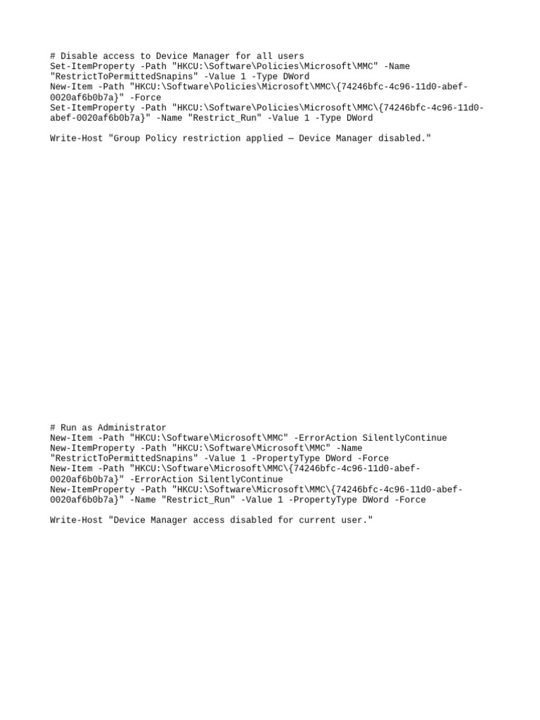 Disable Device Manager Access Guide | PDF