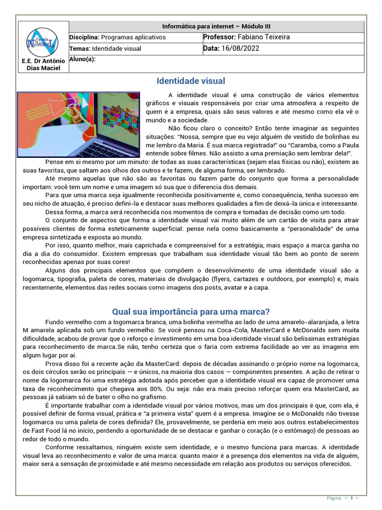 Identidade visual | PDF | Gestão de marcas | Marca
