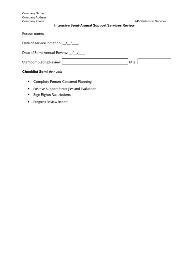 245D Intensive Services Review Checklist | PDF