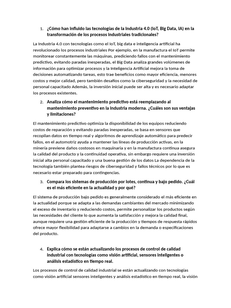 Cómo han influido las tecnologías de la Industria 4 | PDF