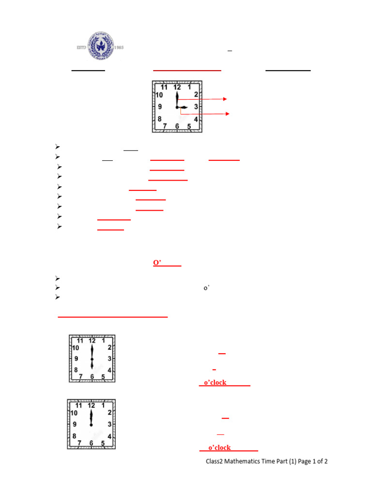 Hs Time Notes%28o%27clock%29 | PDF