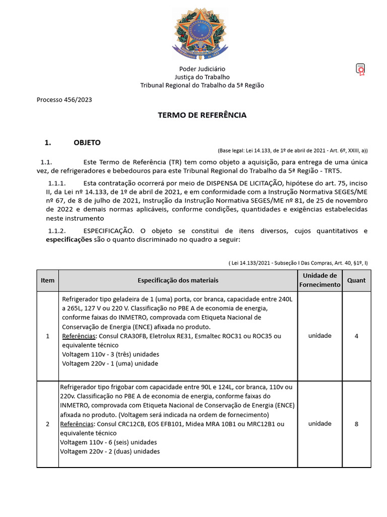 Termo de referencia | PDF