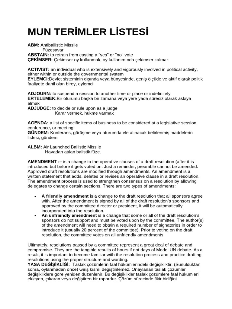 Mun Key Terms | PDF
