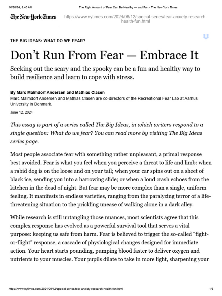 Embracing Fear: Fun and Resilience | PDF | Fear | Psychology