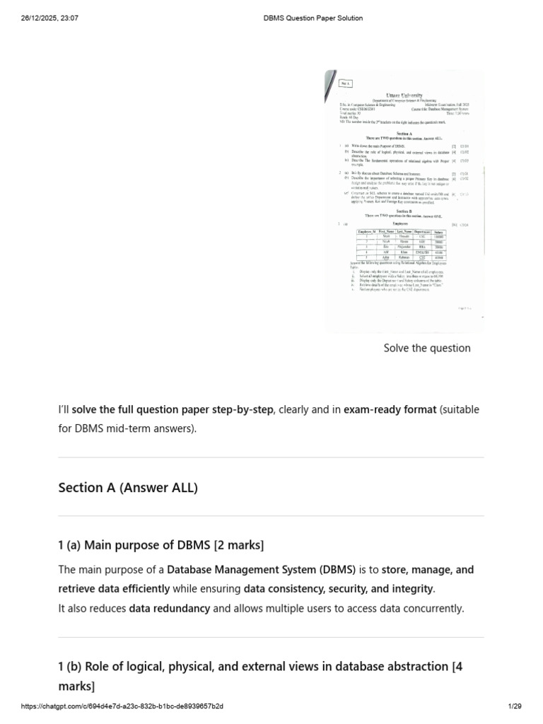 DBMS Exam Preparation Guide | PDF | Databases | Computer Programming