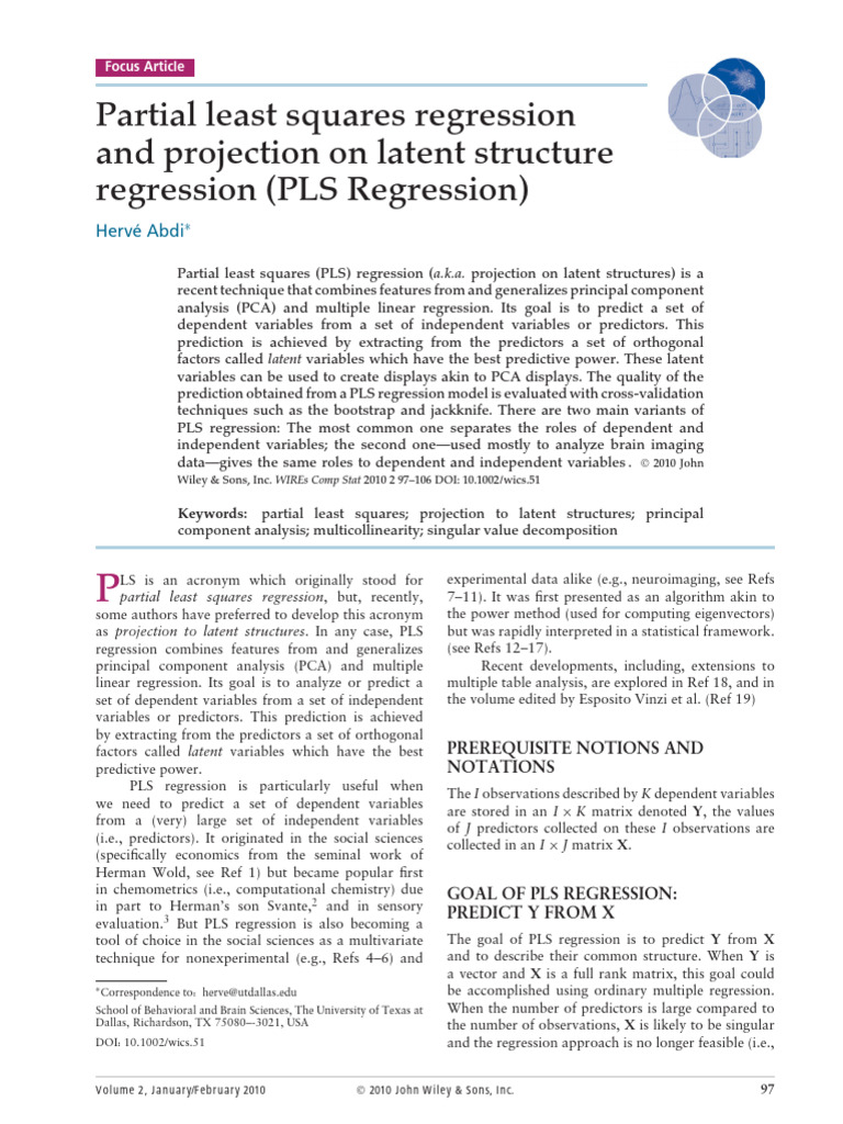 Understanding PLS Regression Techniques | PDF | Principal Component ...