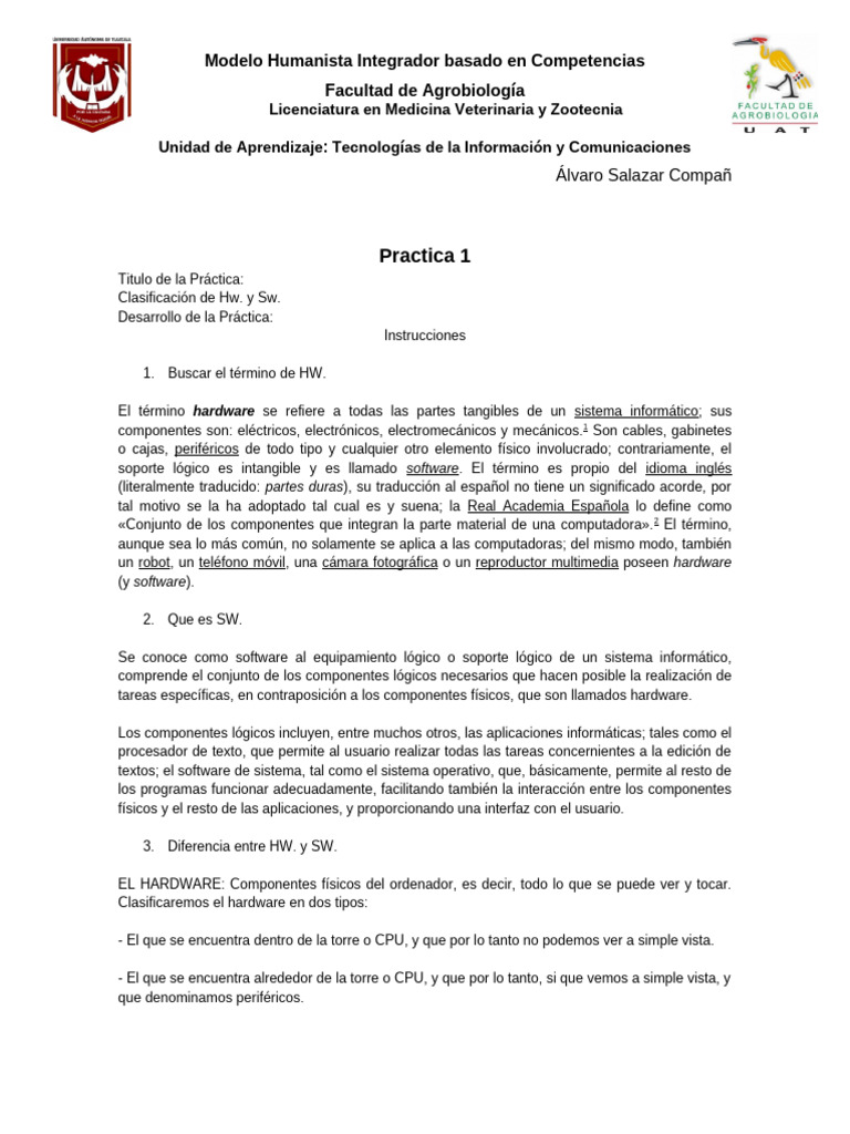practica 1 | PDF | Hardware de la computadora | Almacenamiento de datos ...