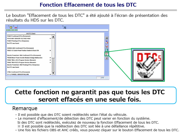 Effacement des DTC : Guide et Précautions | PDF
