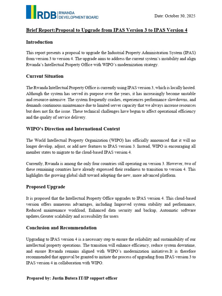 Brief Report IPAS Upgrade | PDF