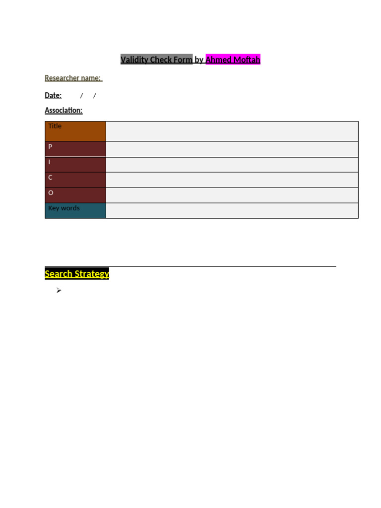 Validity Check Form for Research Studies | PDF