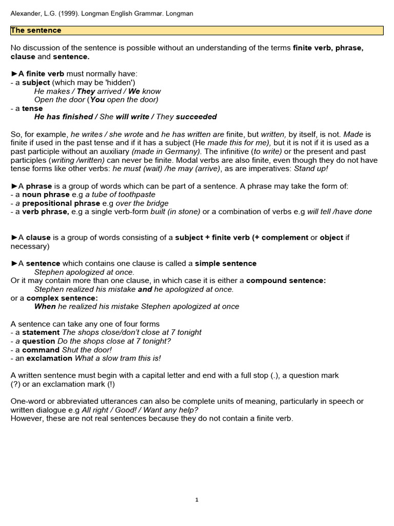 Sentences 1 | PDF | Verb | Subject (Grammar)