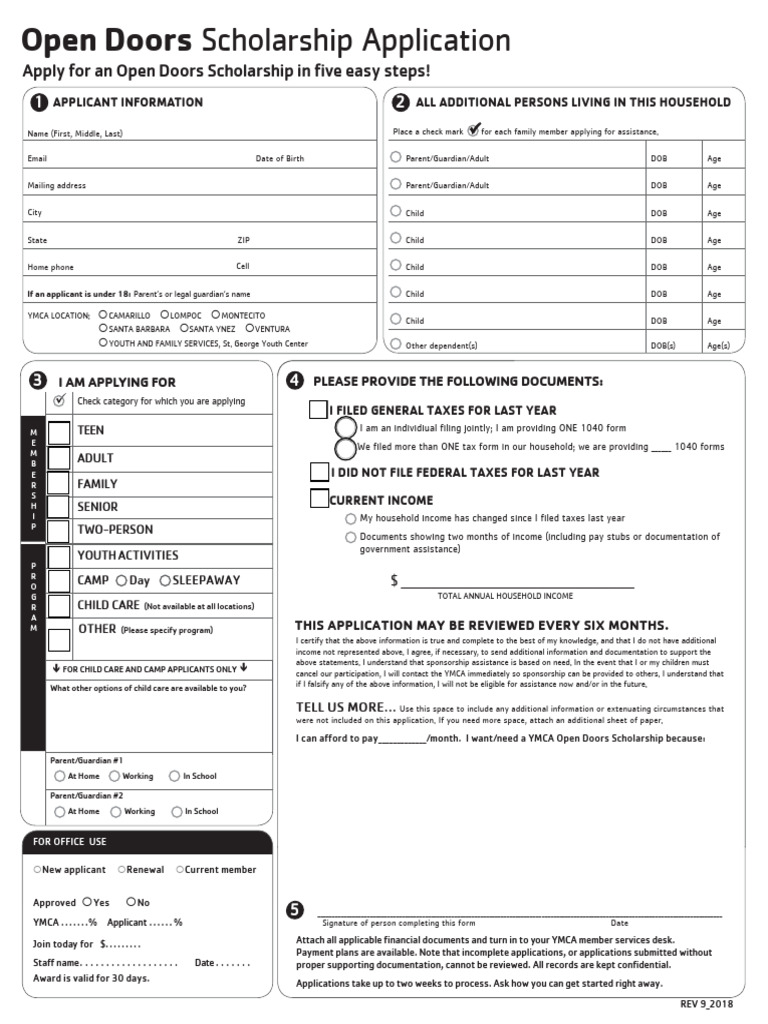 Open Doors Scholarship Application 0 | PDF