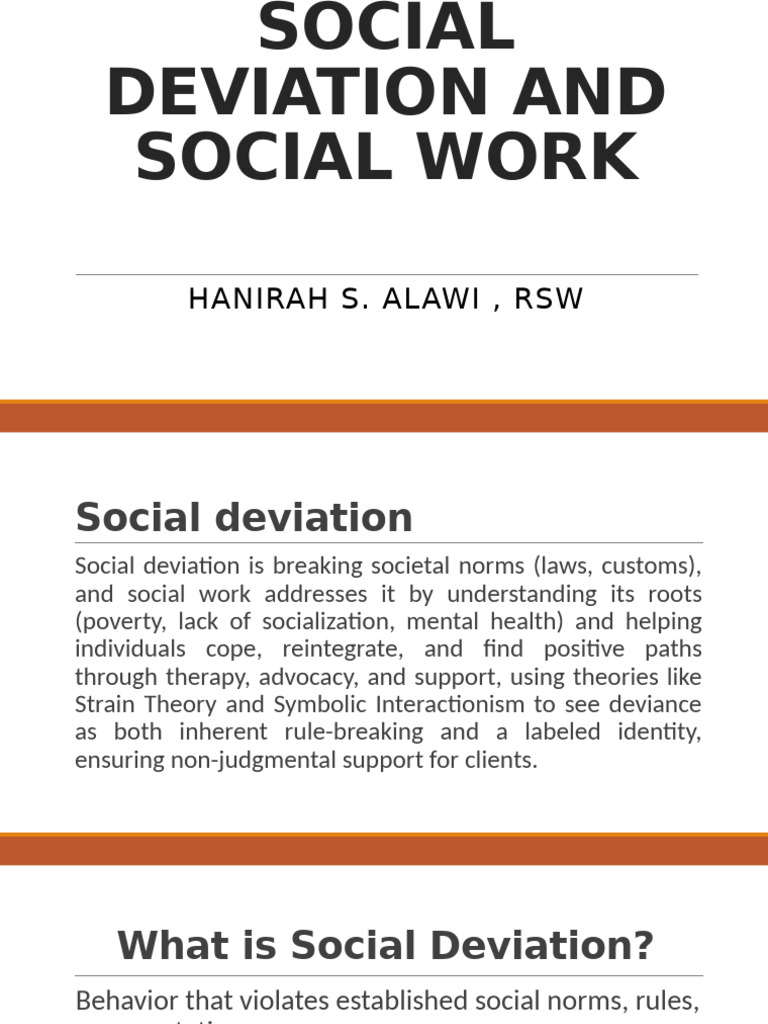 Social Deviation and Social Work Sw 3 | PDF