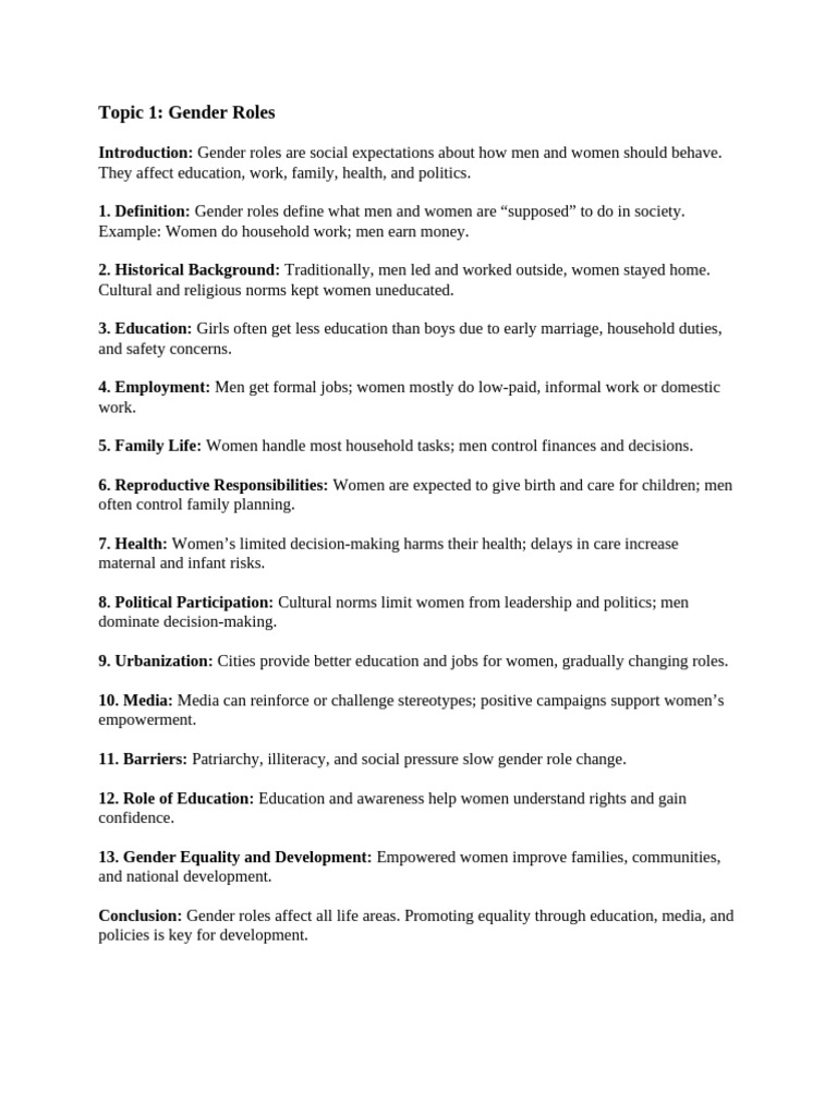 Gender Roles and Development Challenges | PDF | Woman | Gender Studies