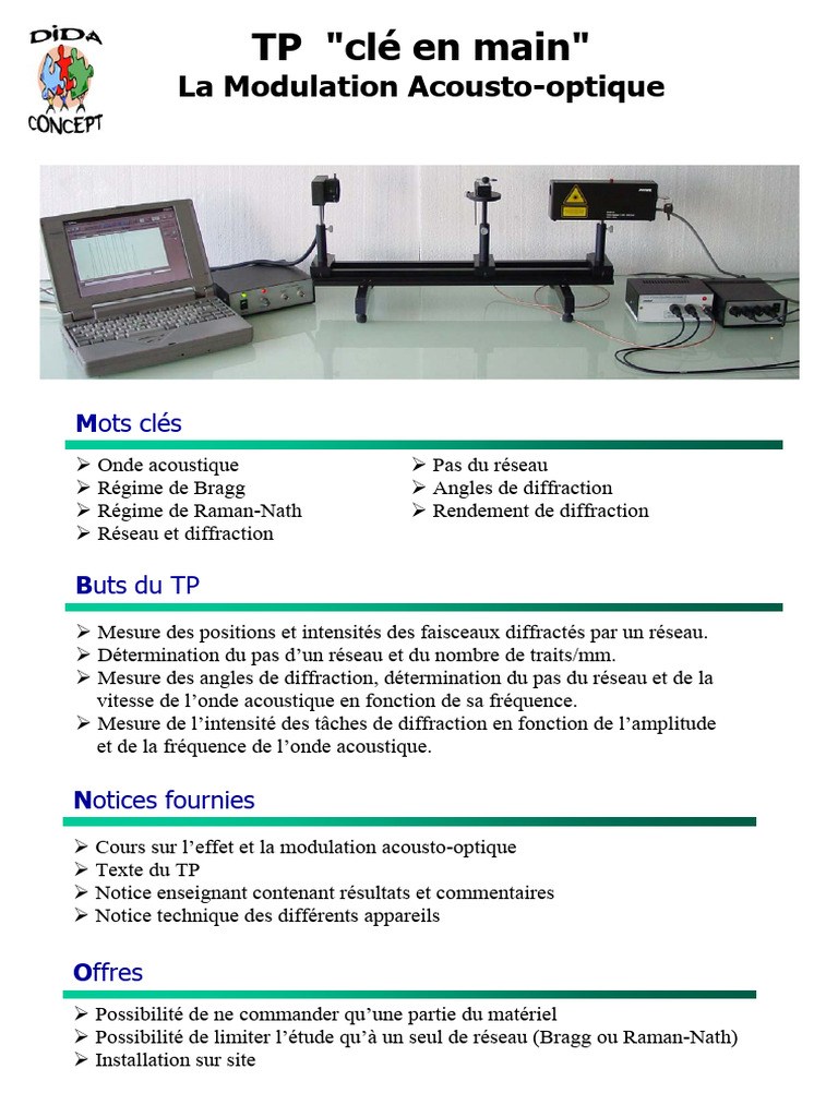 Modulation Acousto-Optique : TP Pratique | PDF | Radiation | Phénomène ...