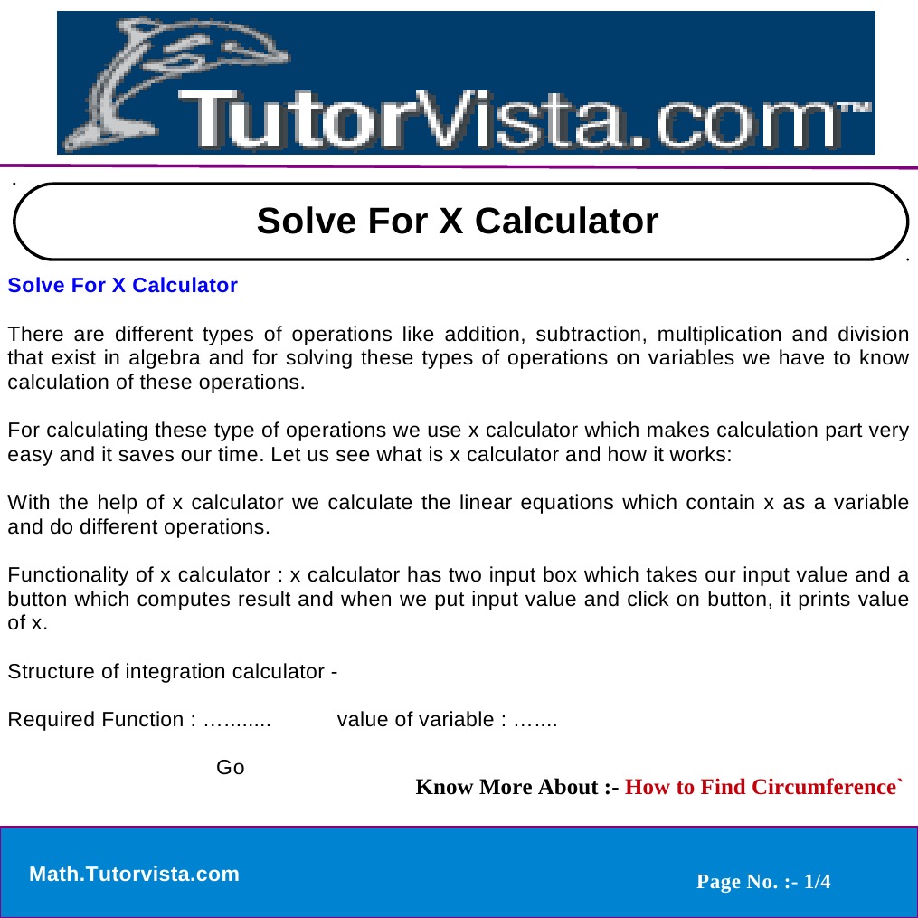 Solve for X Calculator Guide | PDF