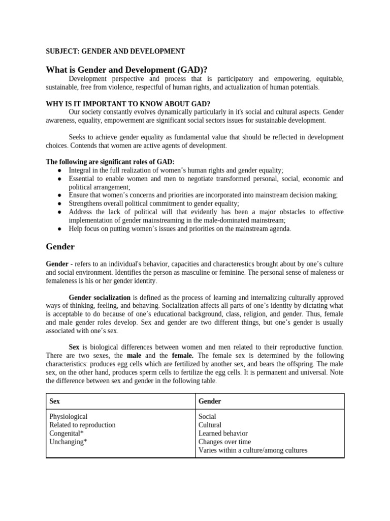 Gender and Development | PDF | Gender | Gender Studies