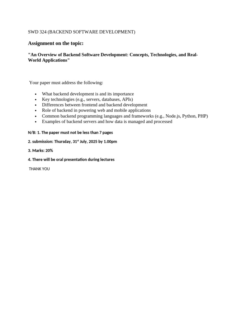 Backend Software Development Overview | PDF