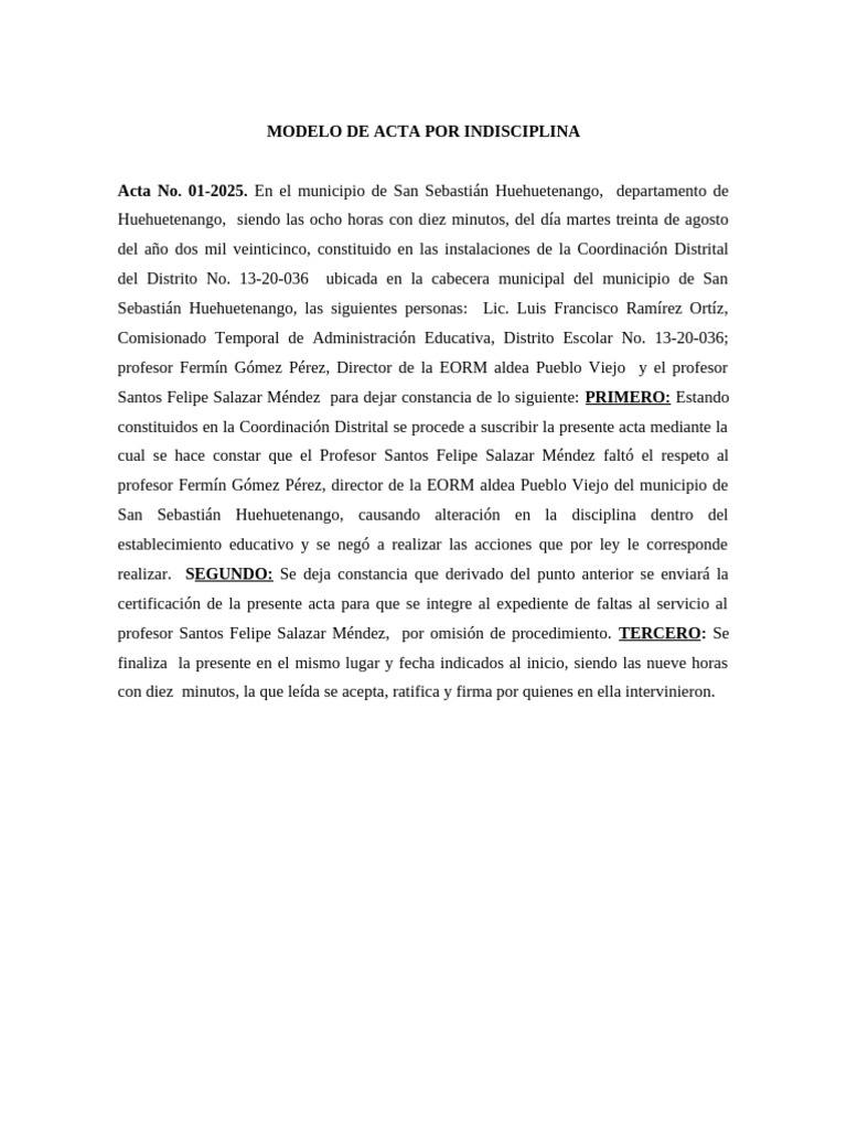Modelos de Acta Administrativa | PDF