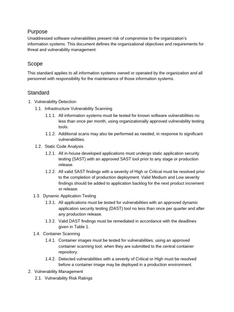 Vulnerability Management Standards Guide | PDF | Software Engineering ...
