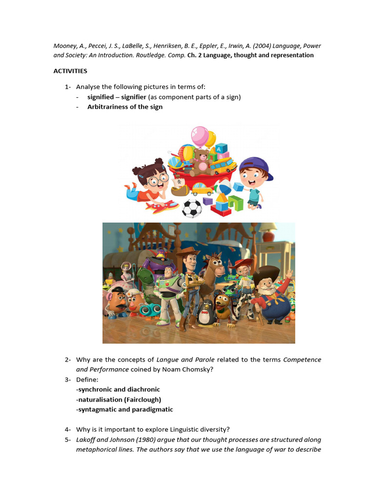 Language, Thought and Representation - Activities | PDF