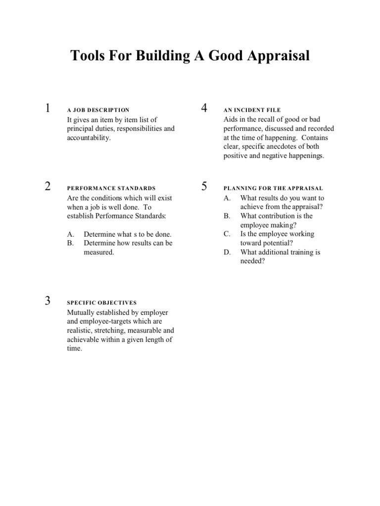 Tools for Building a Good Appraisal | PDF | Performance Appraisal ...