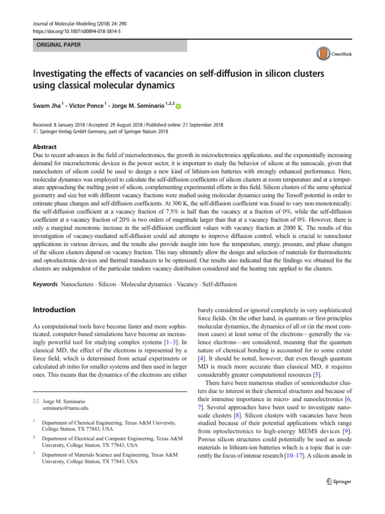3 | PDF | Diffusion | Molecular Dynamics