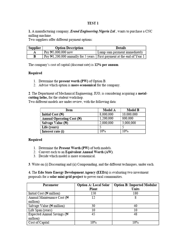 Test 1 | PDF | Net Present Value | Economies