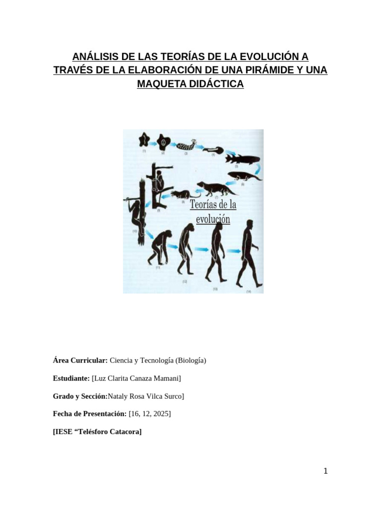 Teorías de la Evolución en Maqueta Didáctica | PDF | Evolución | Adaptación