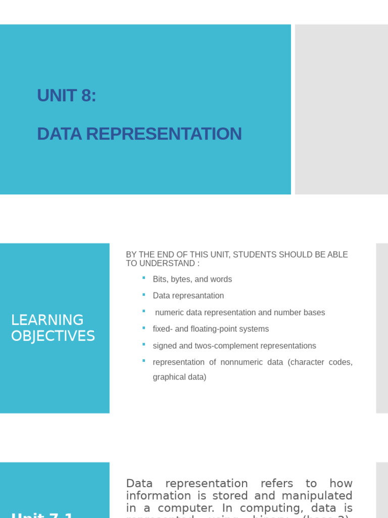 Unit 8 - Data Represantation 2 | PDF | Byte | Integer (Computer Science)