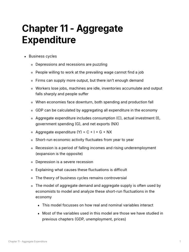 Chapter 11 - Aggregate Expenditure | PDF | Consumption (Economics ...