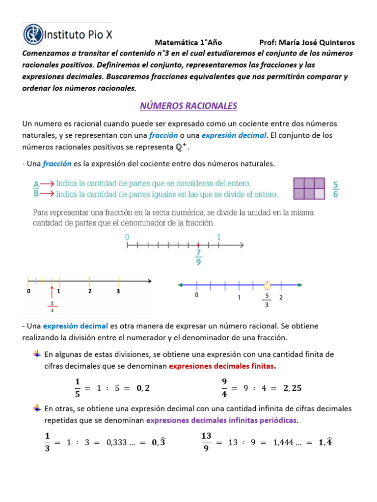 Números Racionales y Fracciones en Matemática | PDF | Número racional ...