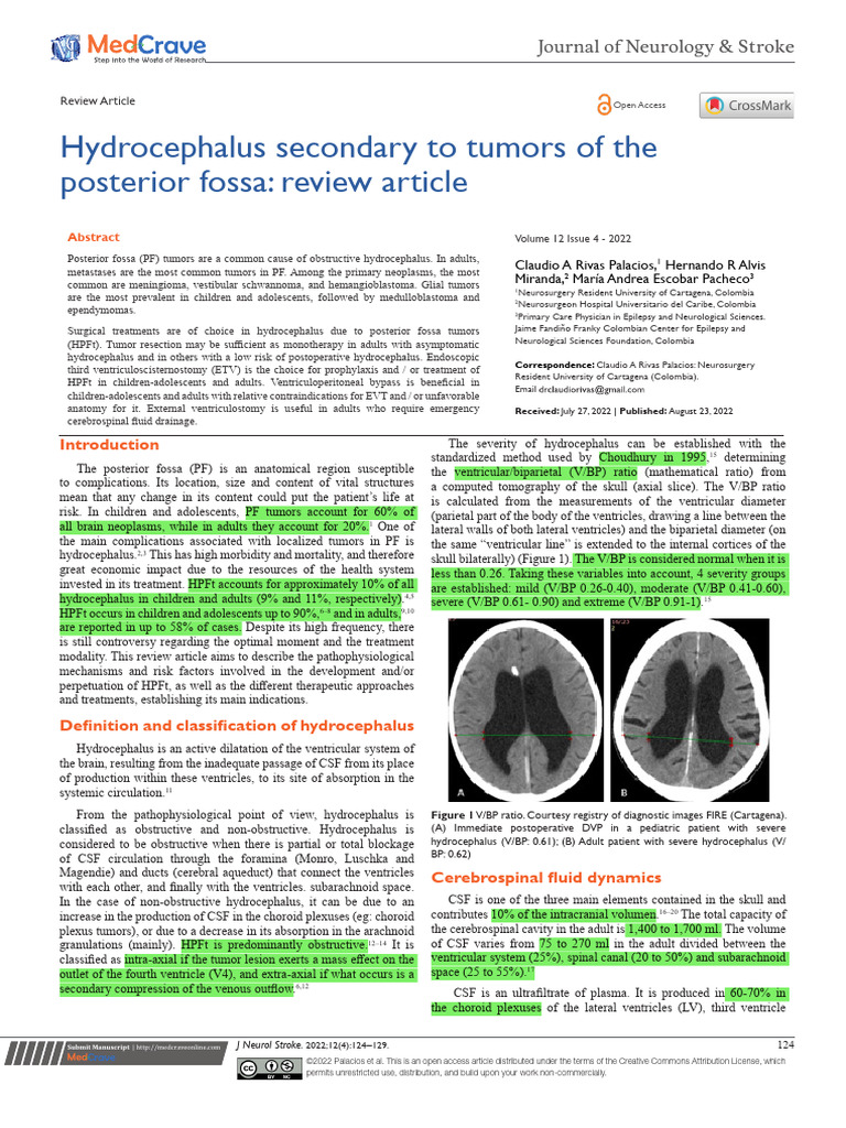 Hydrocephalus from Posterior Fossa Tumors | PDF | Cerebrospinal Fluid ...