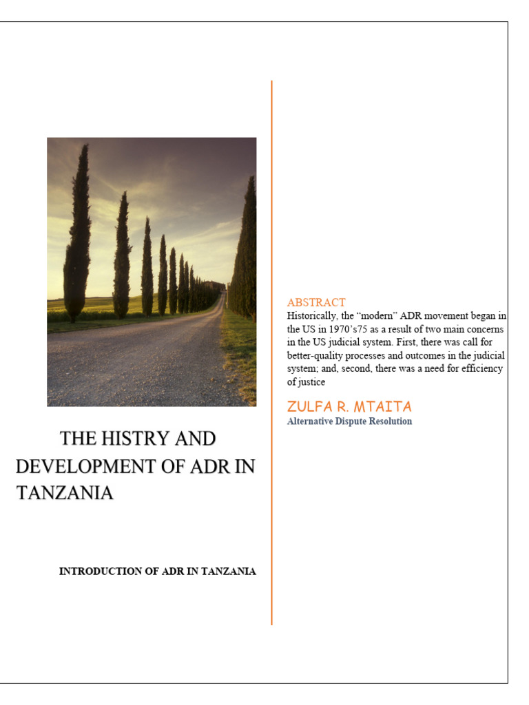 Introduction of ADR in Tanzania | PDF | Alternative Dispute Resolution ...