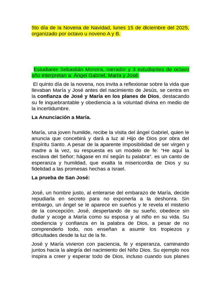 Reflexiones del 5to Día de la Novena Navideña | PDF | María, madre de ...