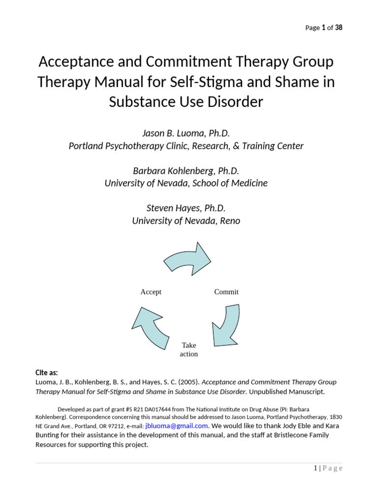 ACT Manual for Self-Stigma in Addiction | PDF | Social Stigma ...