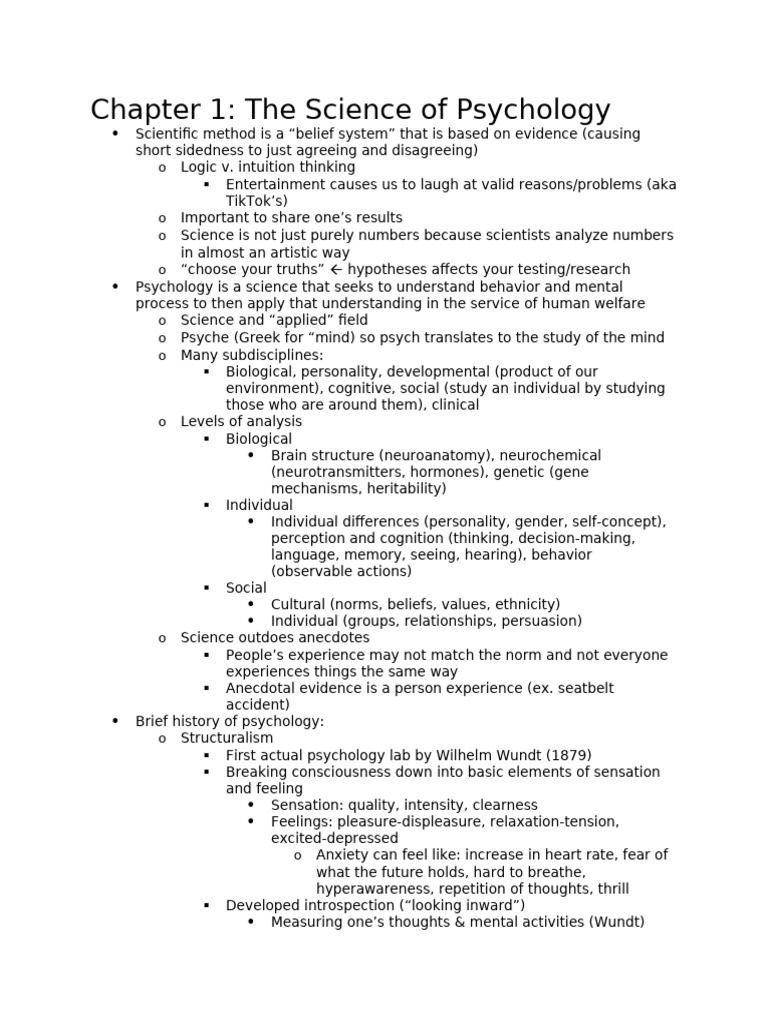 Chapter 1 | PDF | Psychology | Unconscious Mind